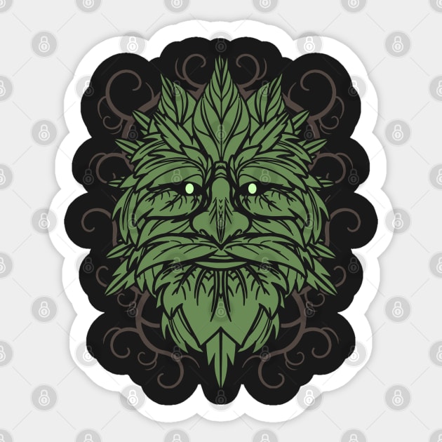 TRADITIONAL CELTIC WICCA PAGAN GREENMAN T-SHIRT AND MERCHANDISE Sticker by Tshirt Samurai